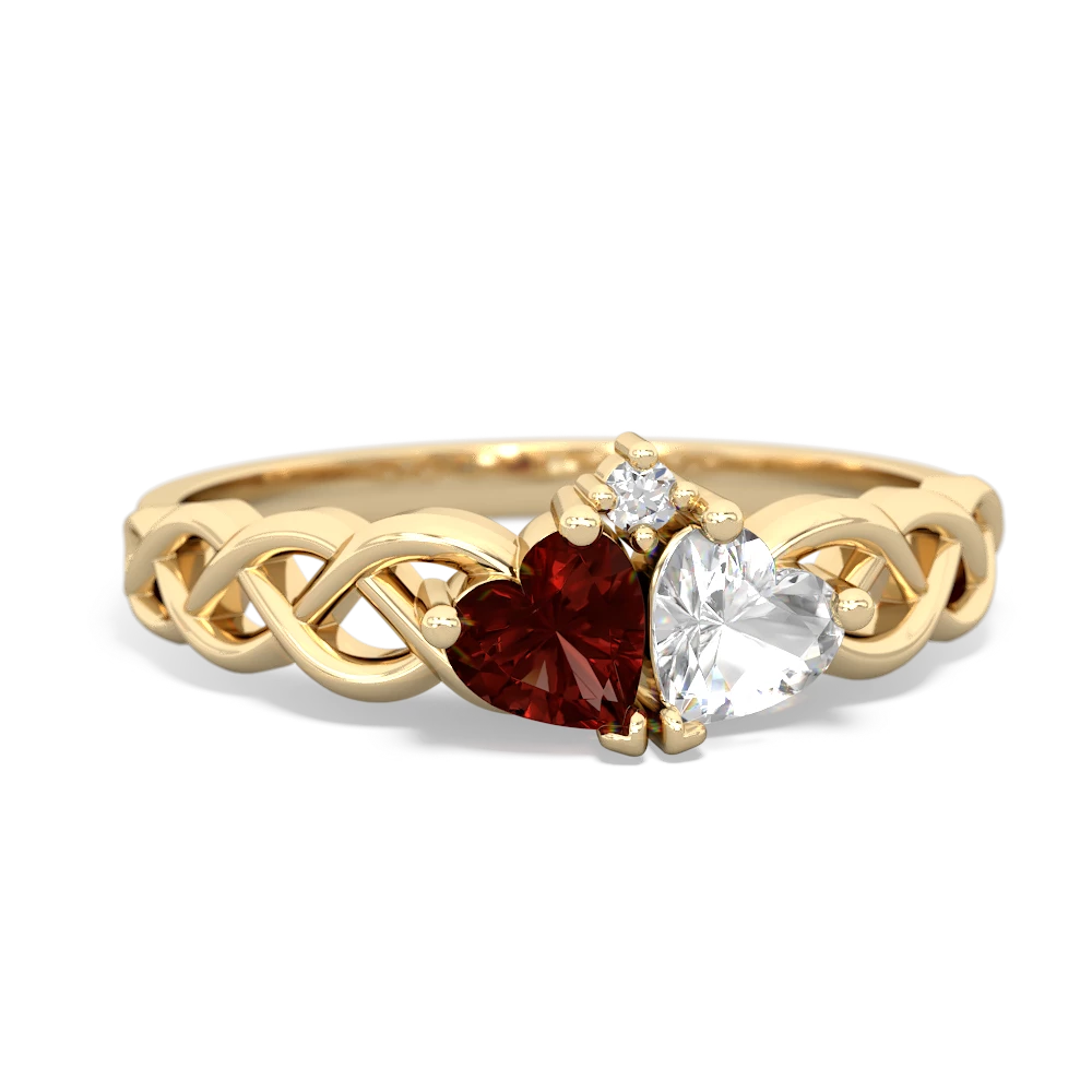 Garnet Heart To Heart Braid 14K Yellow Gold ring R5870