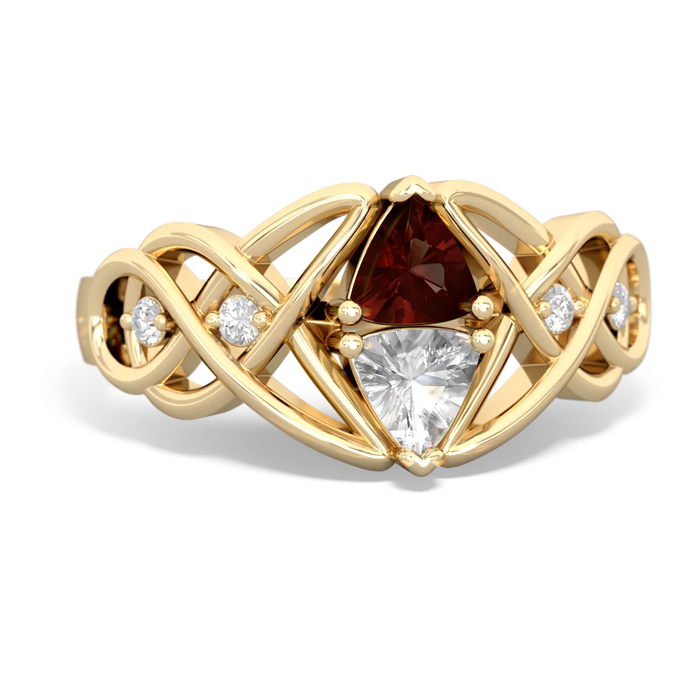 Garnet Keepsake Celtic Knot 14K Yellow Gold ring R5300