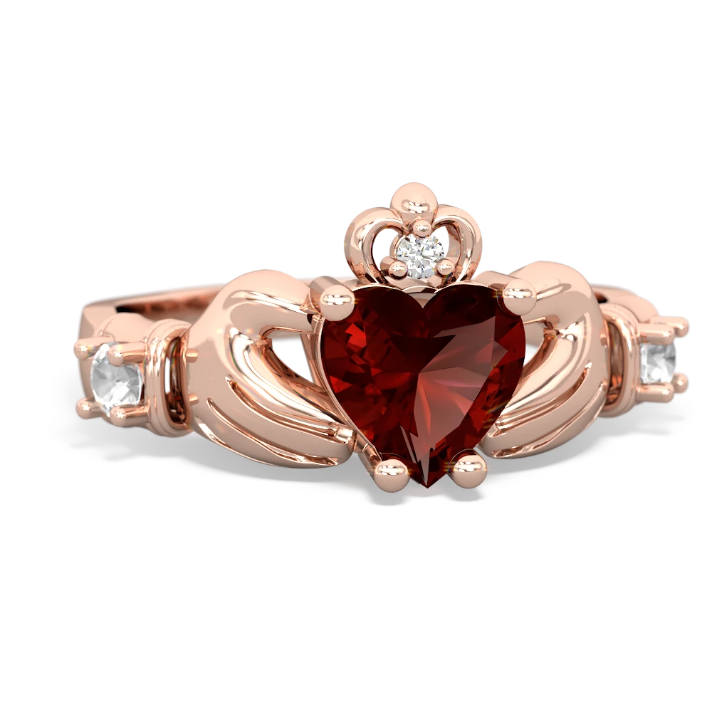 Garnet Claddagh Keepsake 14K Rose Gold ring R5245