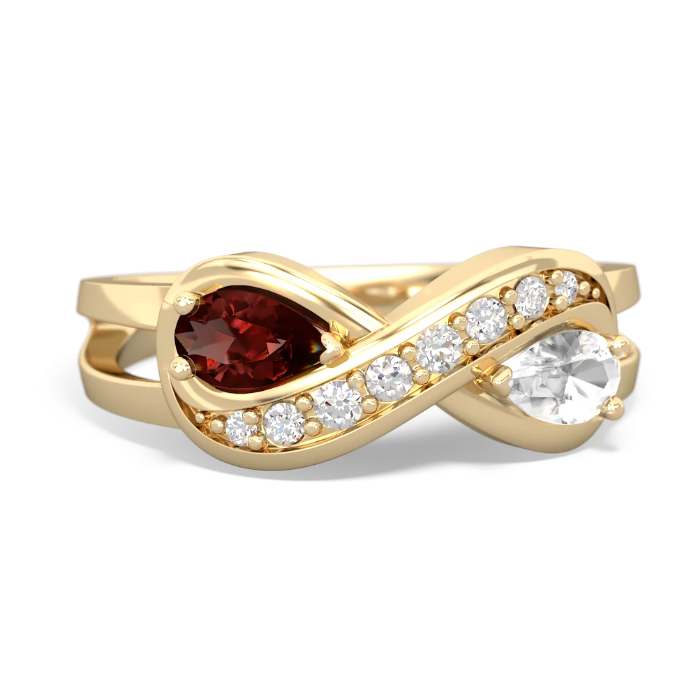 Garnet Diamond Infinity 14K Yellow Gold ring R5390