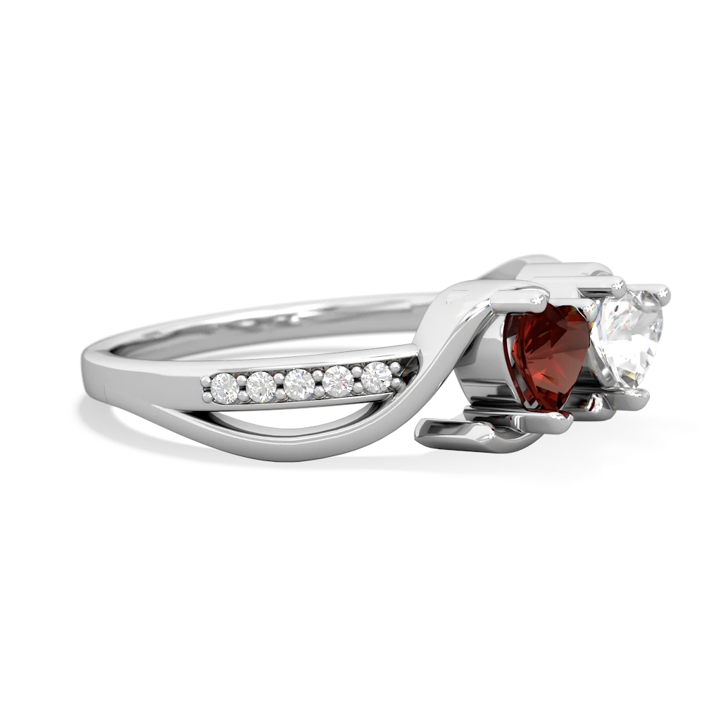 Garnet Side By Side 14K White Gold ring R3090