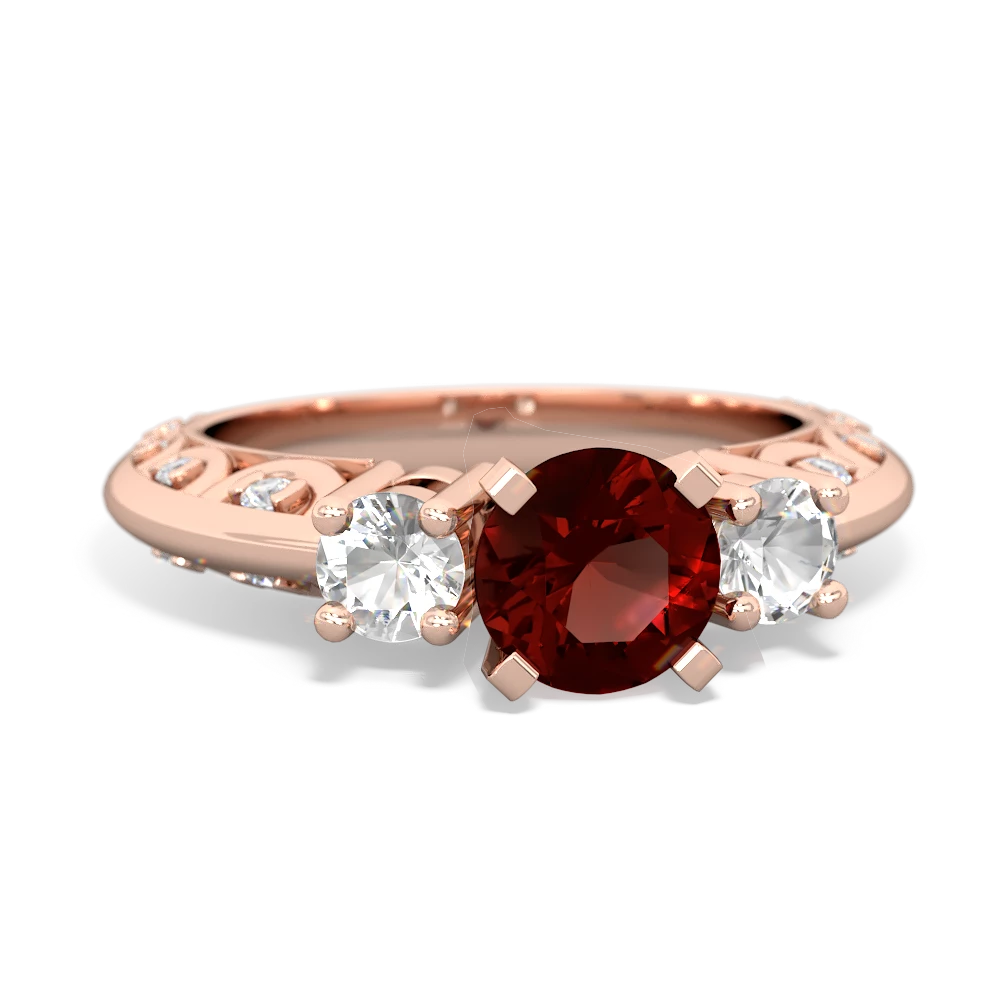 Garnet Art Deco Eternal Embrace Engagement 14K Rose Gold ring C2003