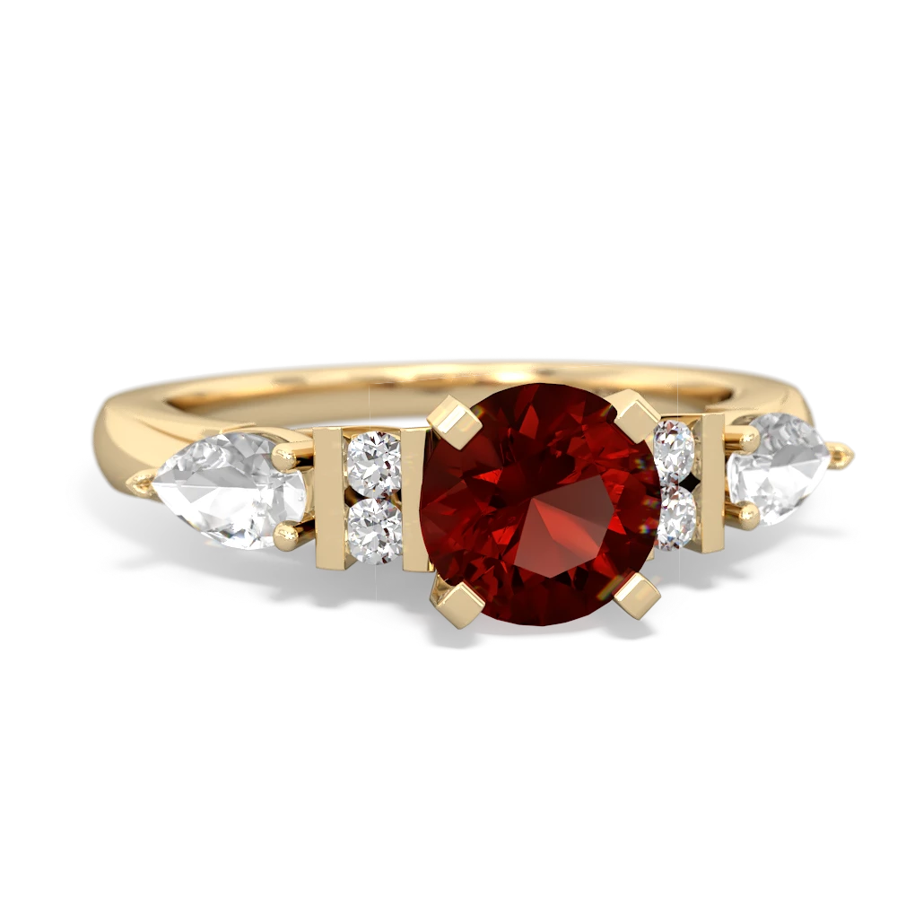 Garnet 6Mm Round Eternal Embrace Engagement 14K Yellow Gold ring R2005