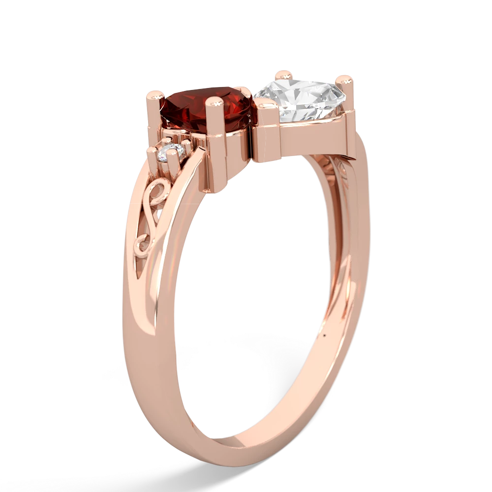 Garnet Snuggling Hearts 14K Rose Gold ring R2178