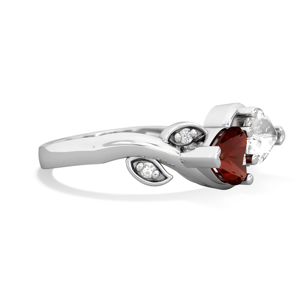 Garnet Floral Elegance 14K White Gold ring R5790