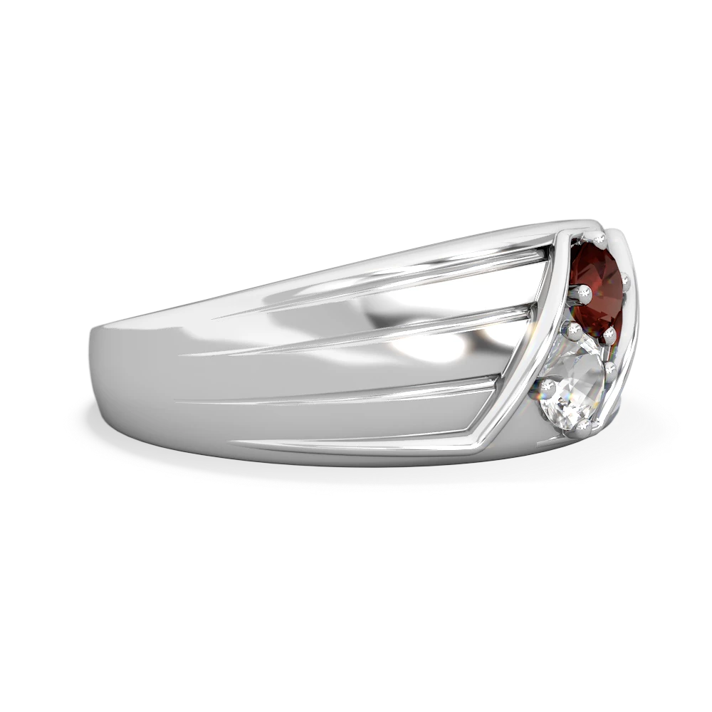 Garnet Men's Streamline 14K White Gold ring R0460