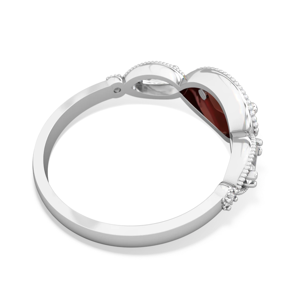 Garnet Milgrain Marquise 14K White Gold ring R5700