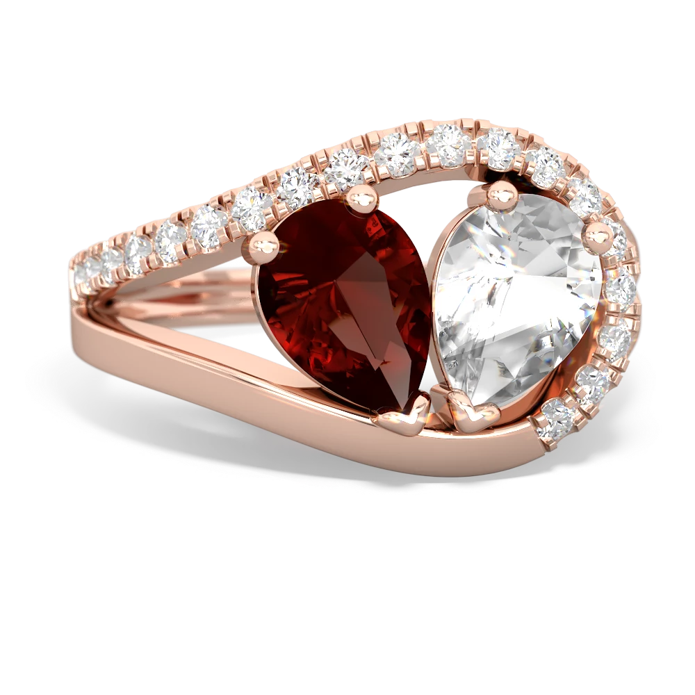 Garnet Nestled Heart Keepsake 14K Rose Gold ring R5650