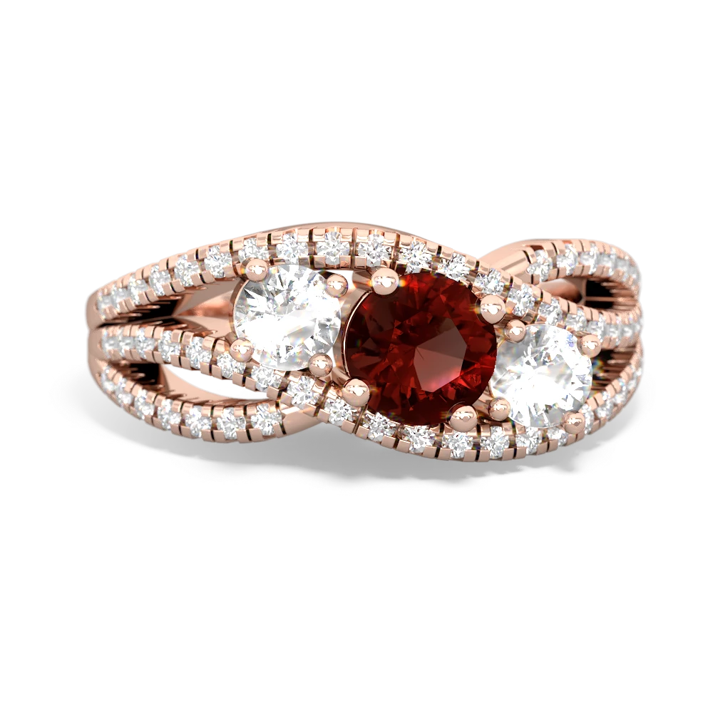 Garnet Three Stone Aurora 14K Rose Gold ring R3080