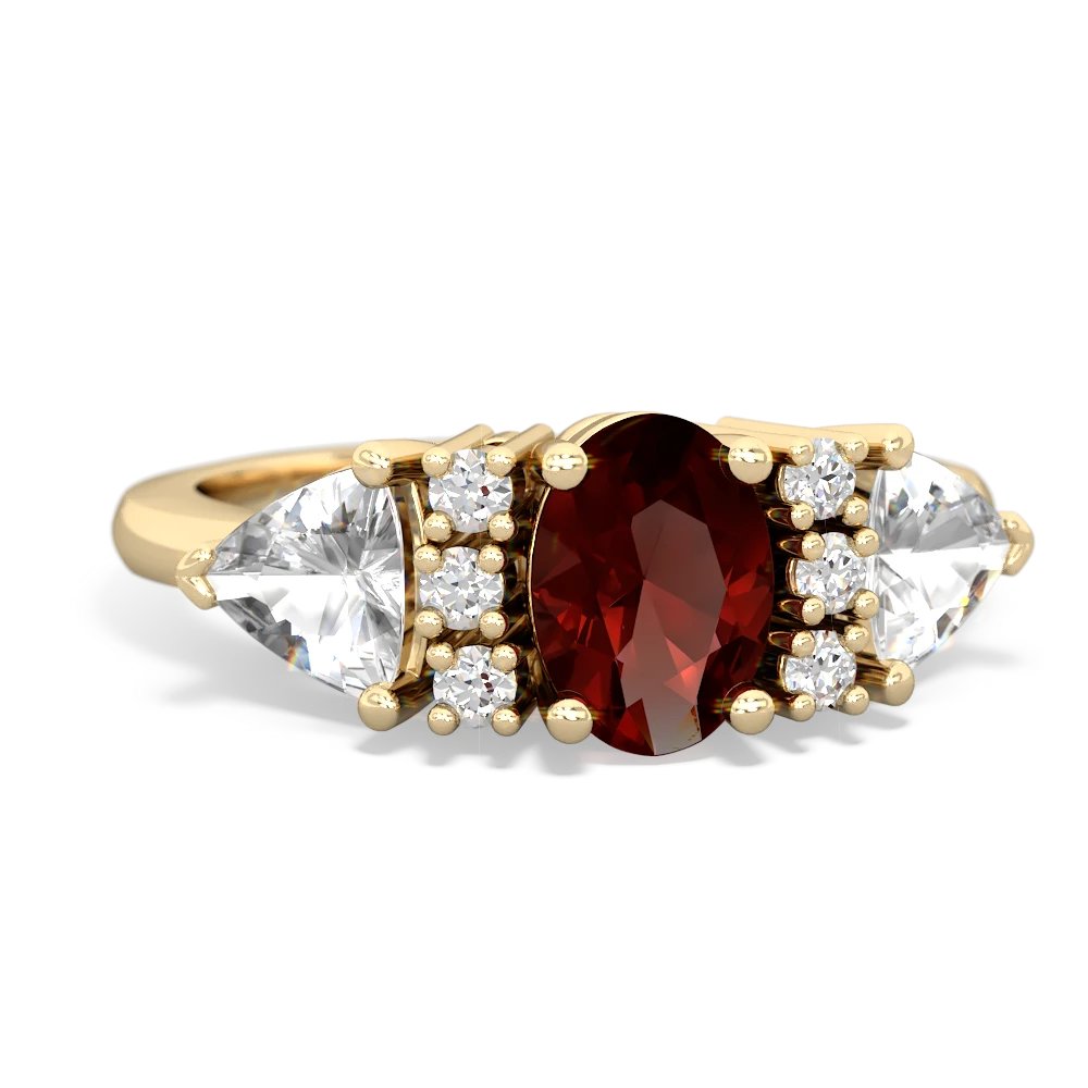 Garnet Antique Style Three Stone 14K Yellow Gold ring R2186