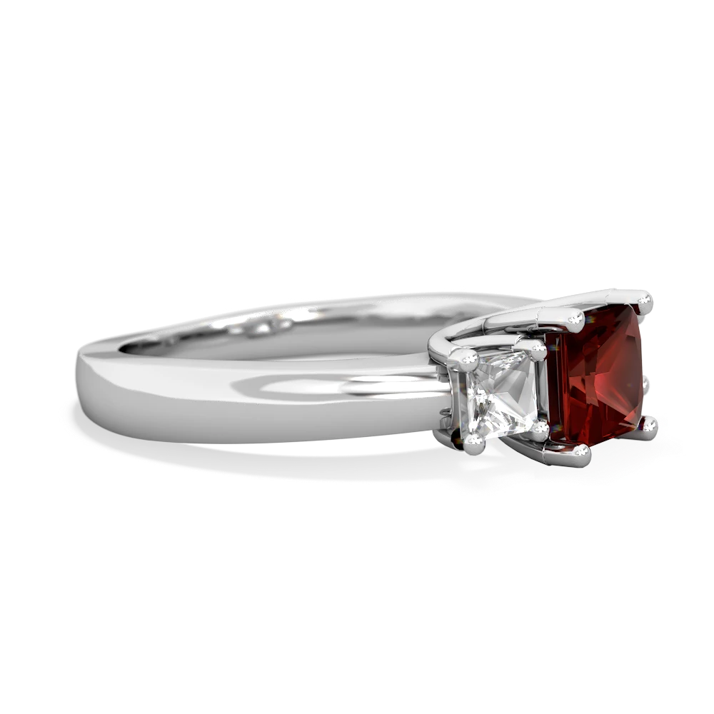 Garnet Three Stone Trellis 14K White Gold ring R4015