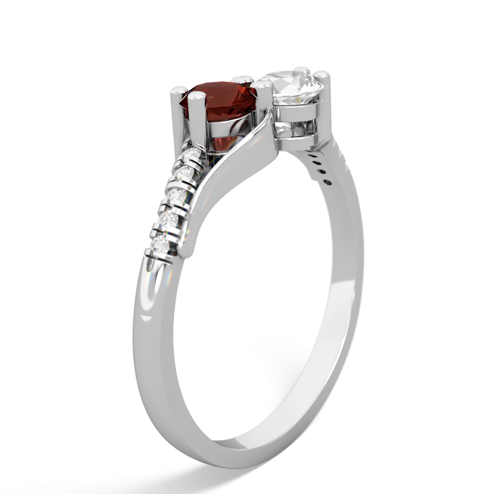 Garnet Infinity Pave Two Stone 14K White Gold ring R5285