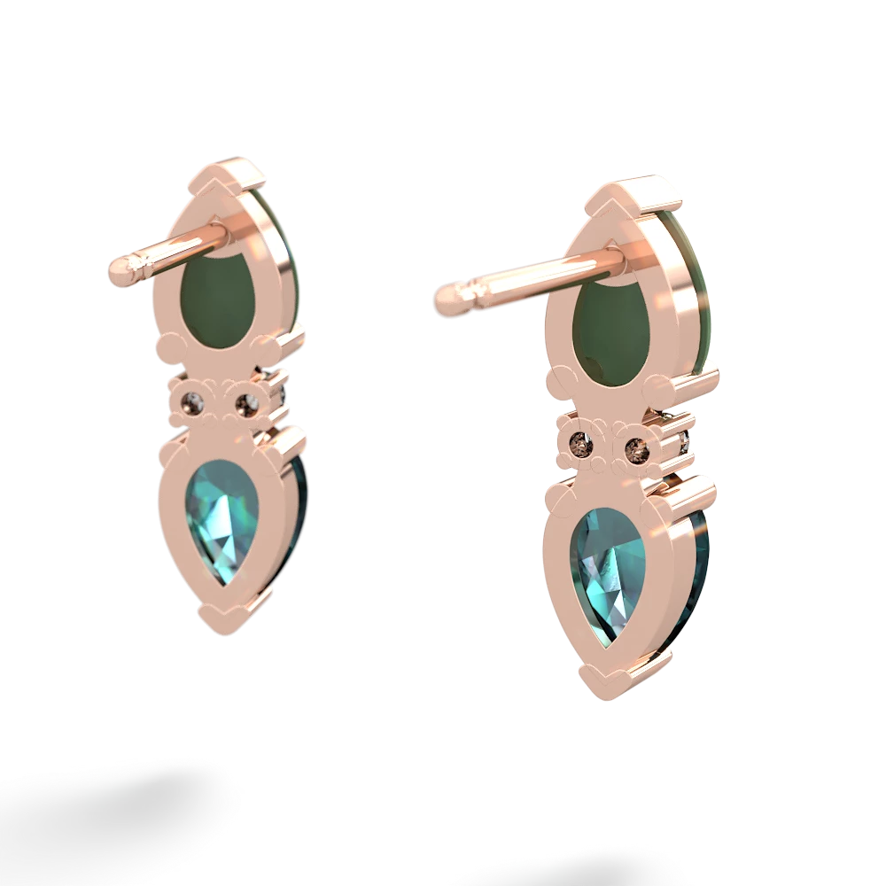 Jade Bowtie Drop 14K Rose Gold earrings E0865