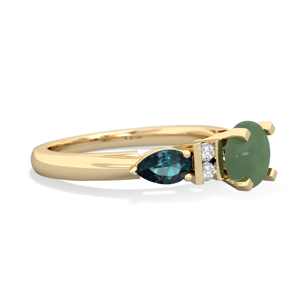 Jade 6Mm Round Eternal Embrace Engagement 14K Yellow Gold ring R2005