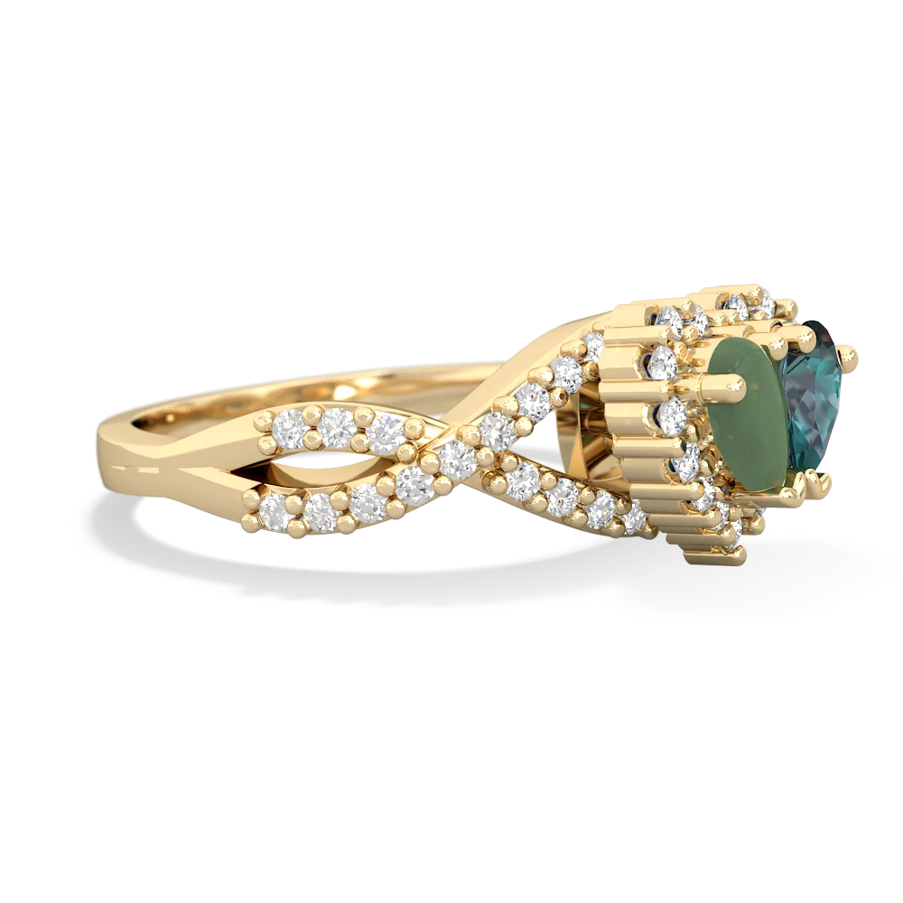 Jade Diamond Twist 'One Heart' 14K Yellow Gold ring R2640HRT