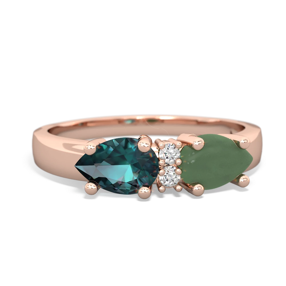 Jade Pear Bowtie 14K Rose Gold ring R0865