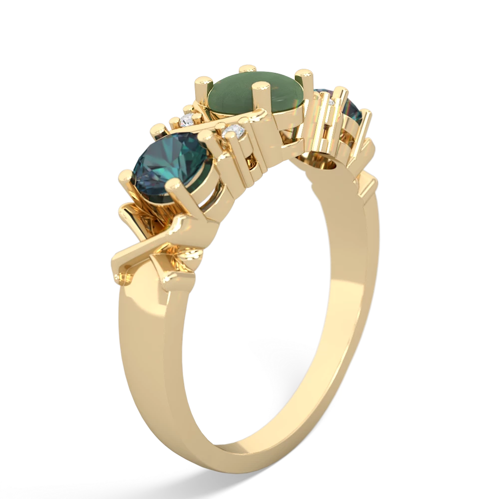 Jade Hugs And Kisses 14K Yellow Gold ring R5016