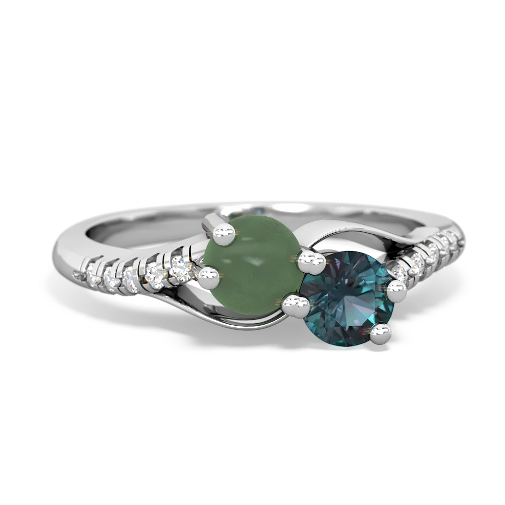 Jade Infinity Pave Two Stone 14K White Gold ring R5285