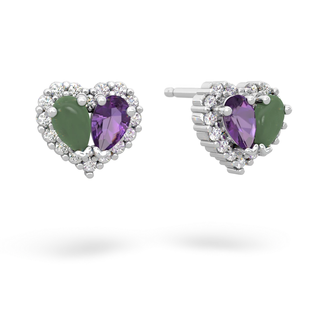 Jade Halo 14K White Gold earrings E7008