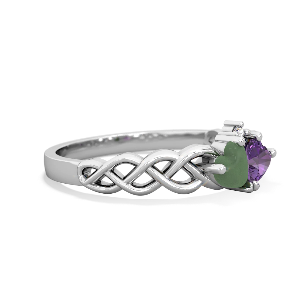 Jade Heart To Heart Braid 14K White Gold ring R5870