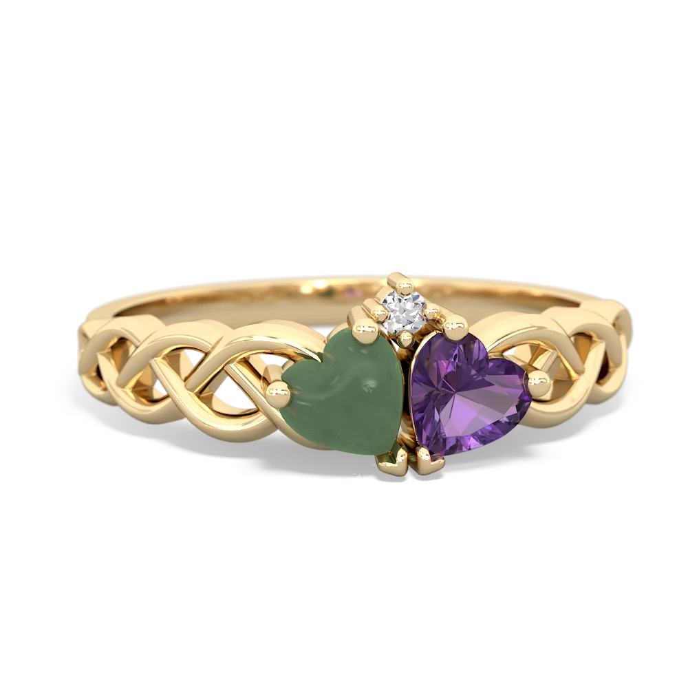 Jade Heart To Heart Braid 14K Yellow Gold ring R5870