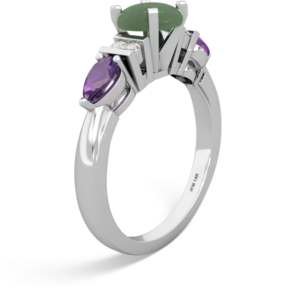 Jade 6Mm Round Eternal Embrace Engagement 14K White Gold ring R2005