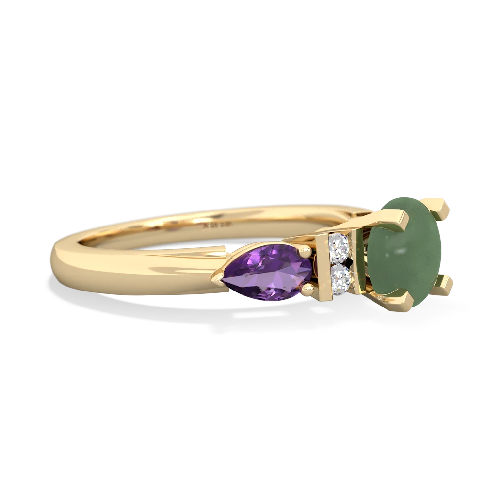 Jade 6Mm Round Eternal Embrace Engagement 14K Yellow Gold ring R2005