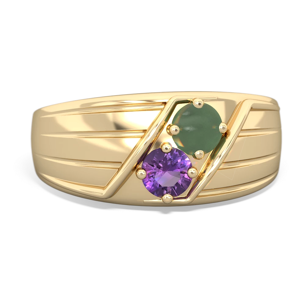 Jade Men's Streamline 14K Yellow Gold ring R0460