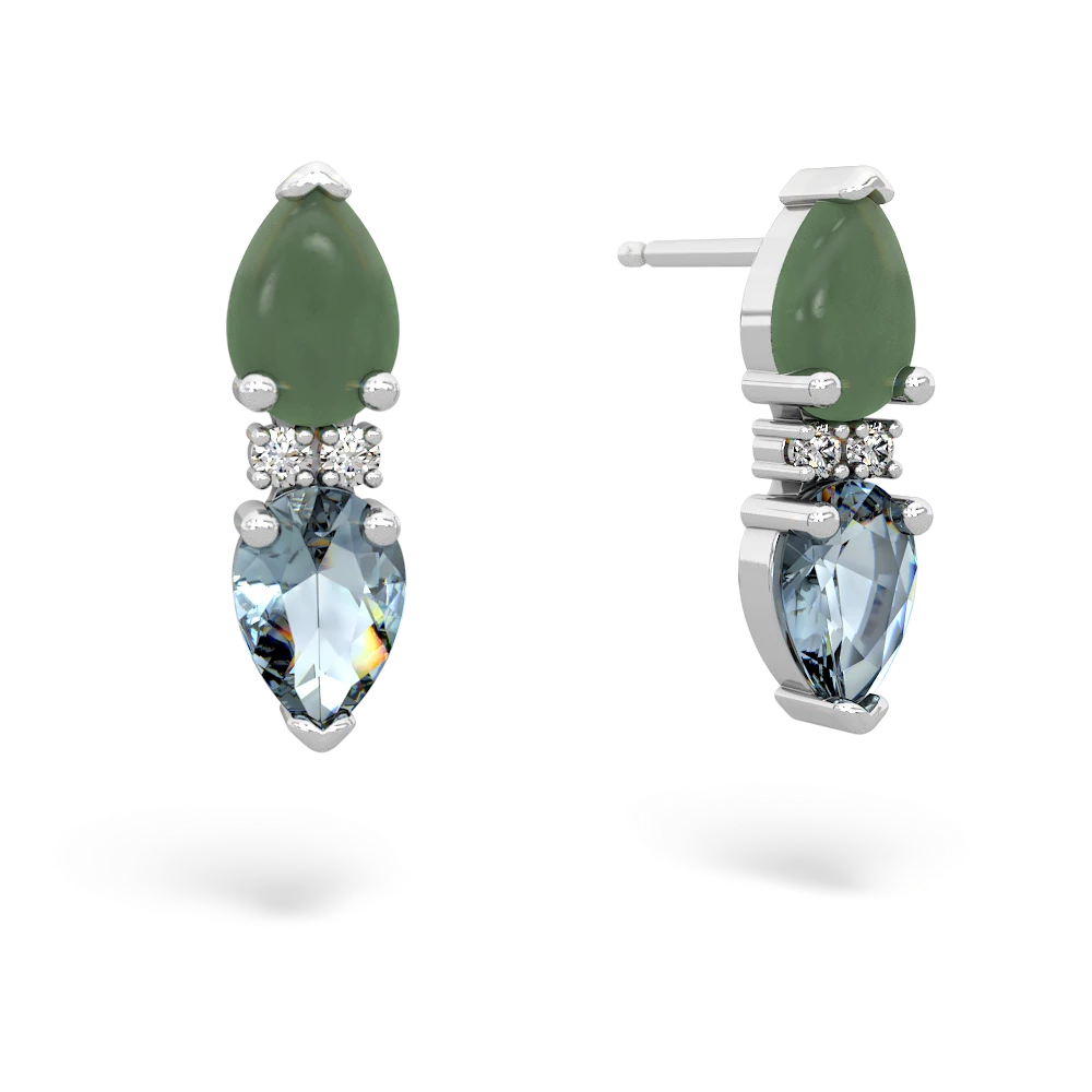 Jade Bowtie Drop 14K White Gold earrings E0865