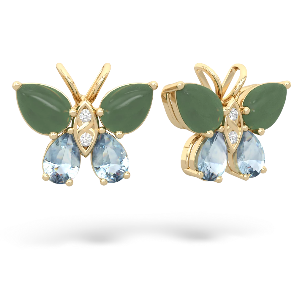 Jade Butterfly 14K Yellow Gold earrings E2215