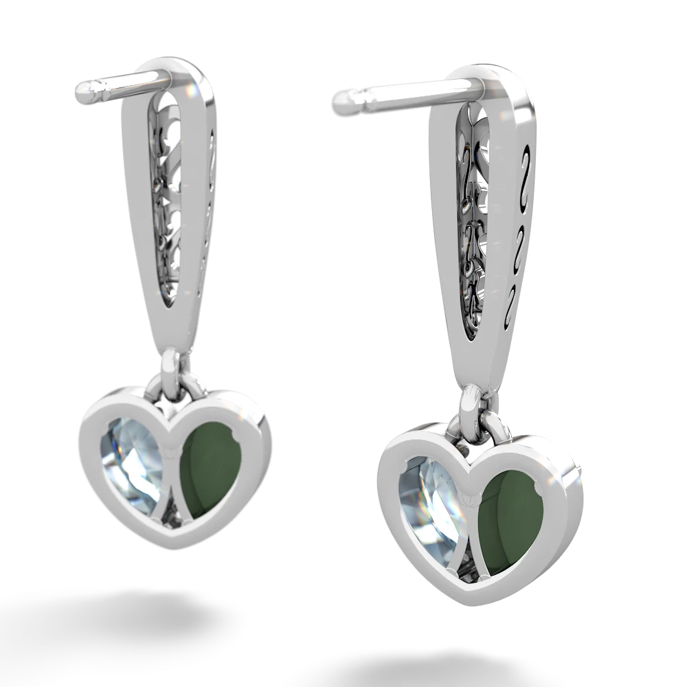 Jade Filligree Heart 14K White Gold earrings E5070