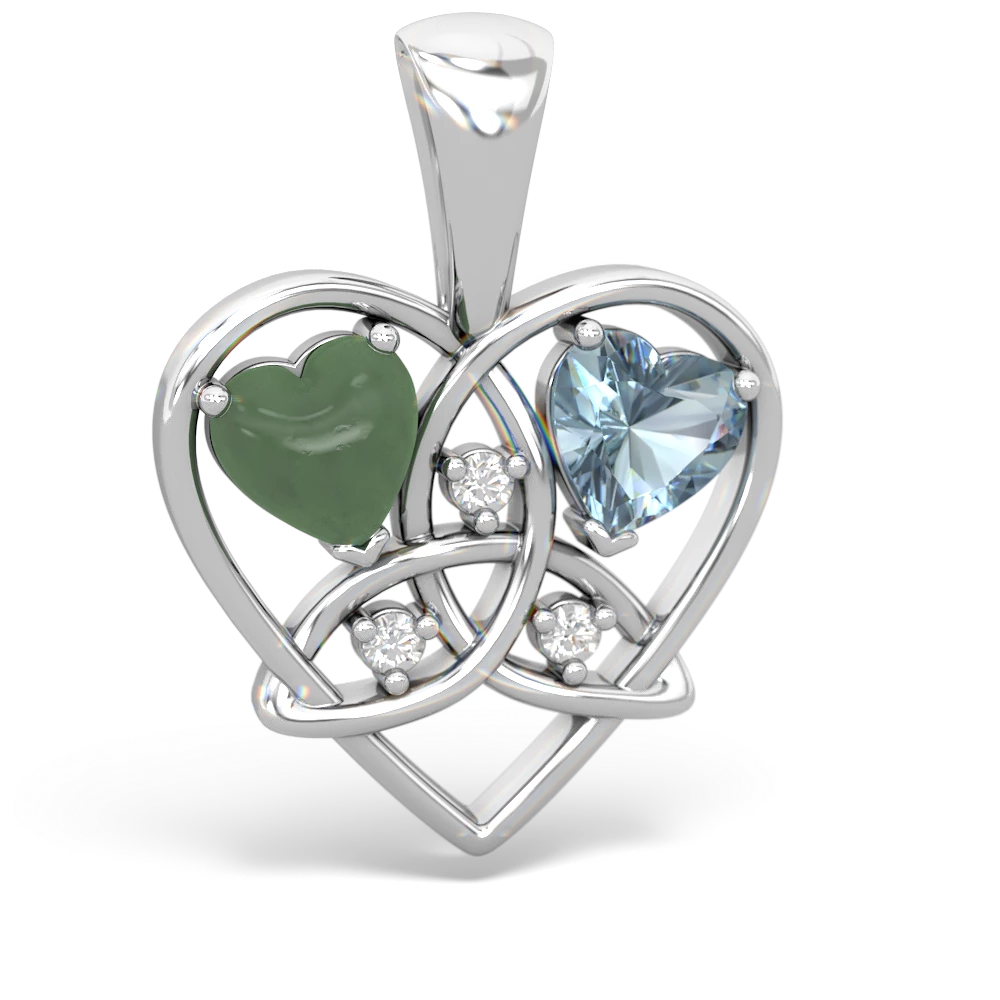 Jade Celtic Trinity Heart 14K White Gold pendant P5331