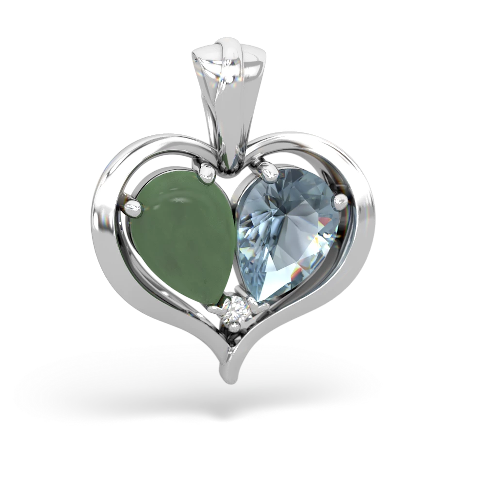 Jade Two Become One 14K White Gold pendant P5330