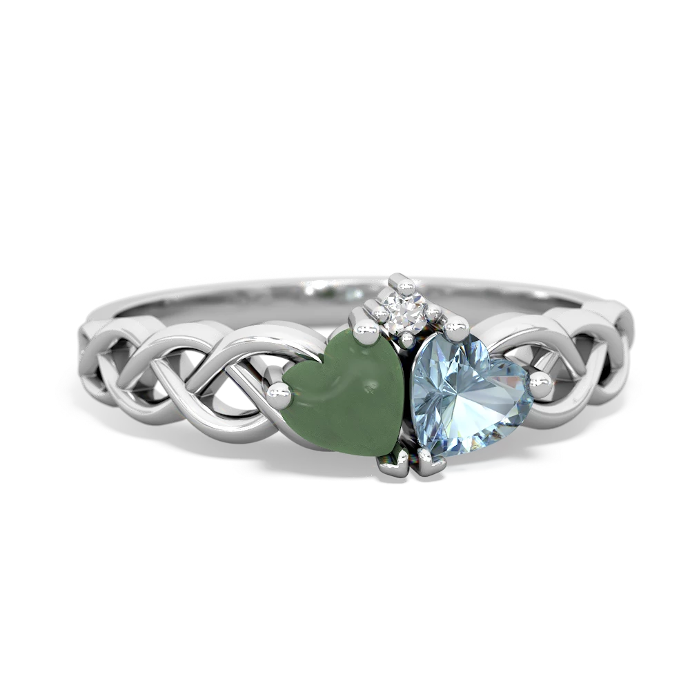 Jade Heart To Heart Braid 14K White Gold ring R5870