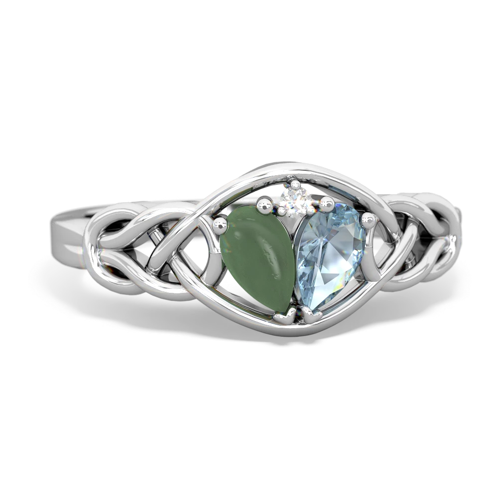 Jade Celtic Love Knot 14K White Gold ring R5420