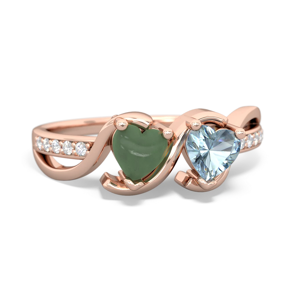 Jade Side By Side 14K Rose Gold ring R3090