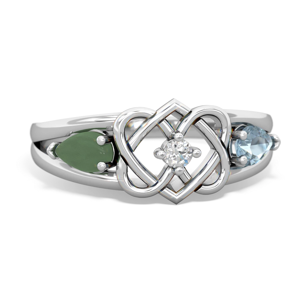 Jade Hearts Intertwined 14K White Gold ring R5880