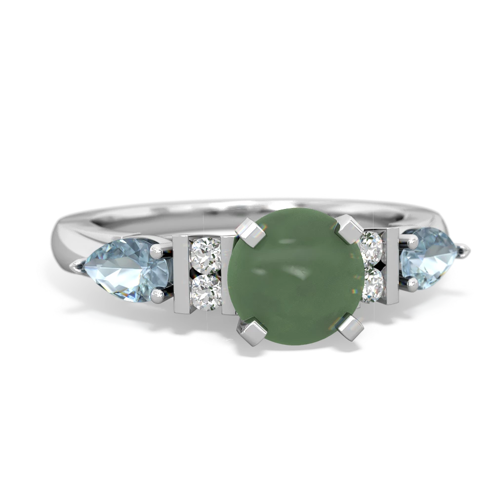 Jade 6Mm Round Eternal Embrace Engagement 14K White Gold ring R2005