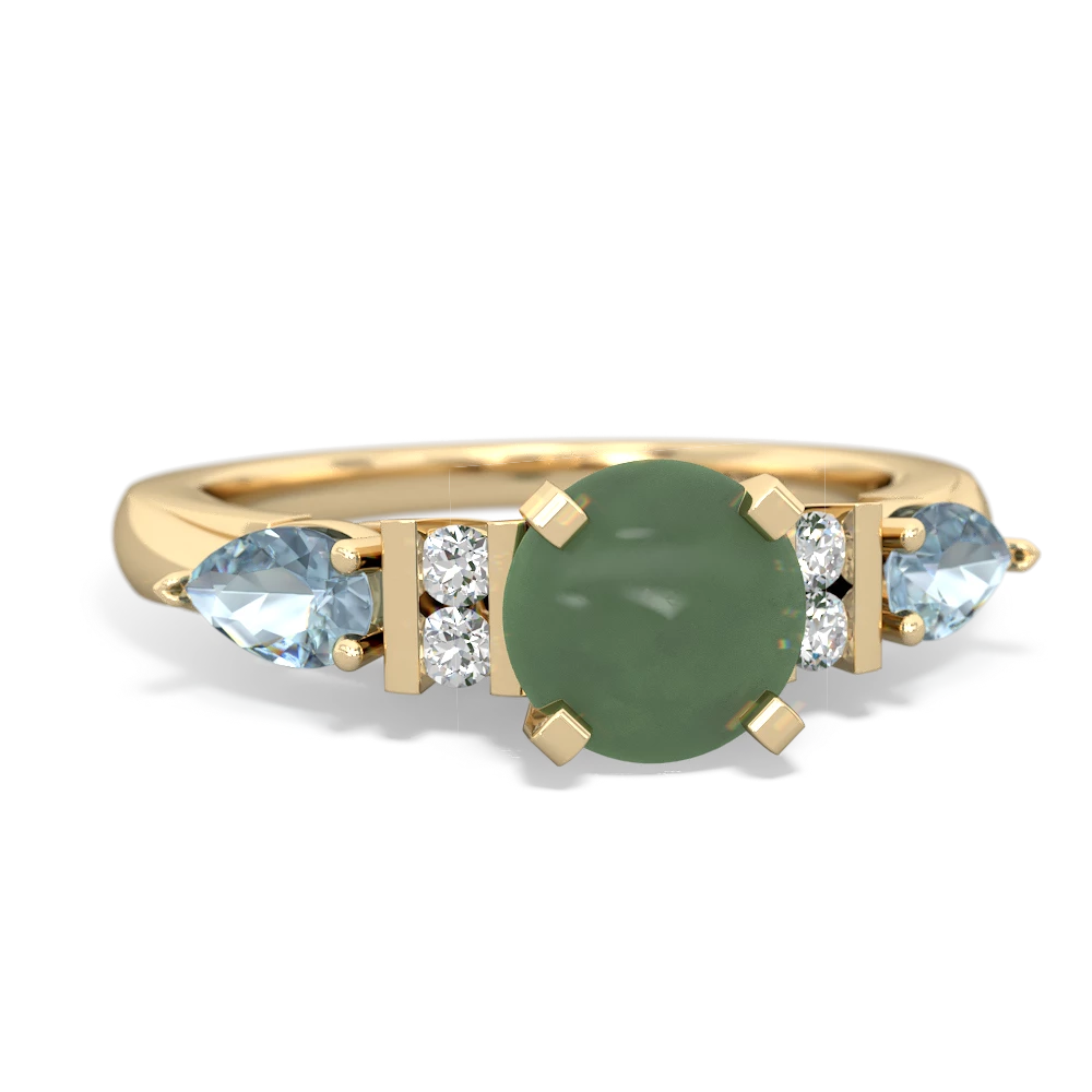 Jade 6Mm Round Eternal Embrace Engagement 14K Yellow Gold ring R2005