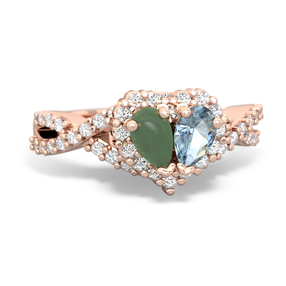 Jade Diamond Twist 'One Heart' 14K Rose Gold ring R2640HRT