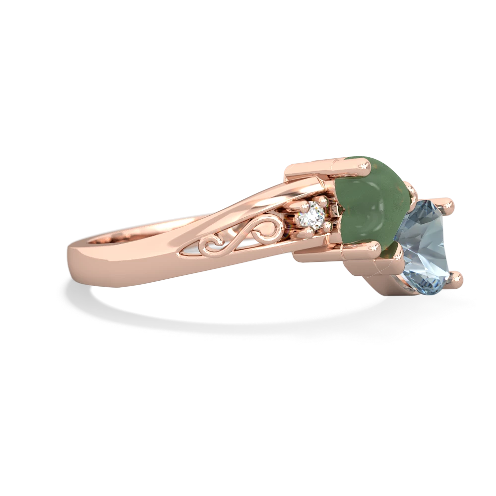 Jade Snuggling Hearts 14K Rose Gold ring R2178