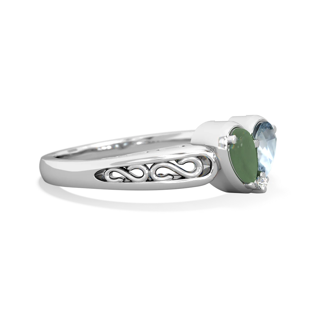 Jade Filligree 'One Heart' 14K White Gold ring R5070