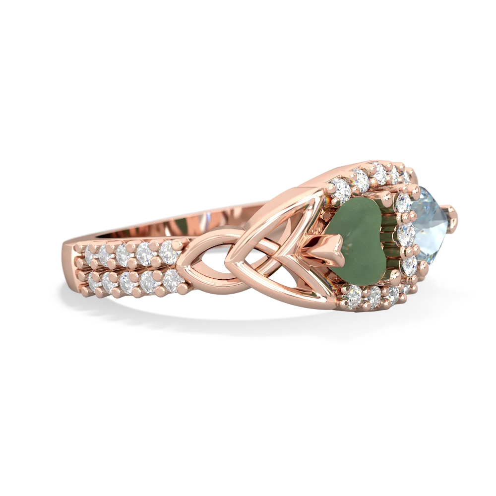 Jade Sparkling Celtic Knot 14K Rose Gold ring R2645