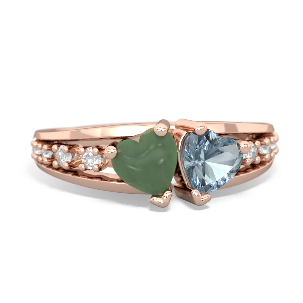 Jade Heart To Heart 14K Rose Gold ring R3342