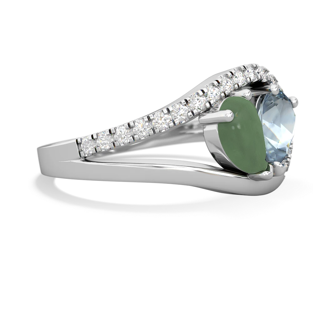 Jade Nestled Heart Keepsake 14K White Gold ring R5650