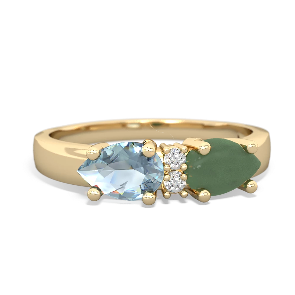 Jade Pear Bowtie 14K Yellow Gold ring R0865