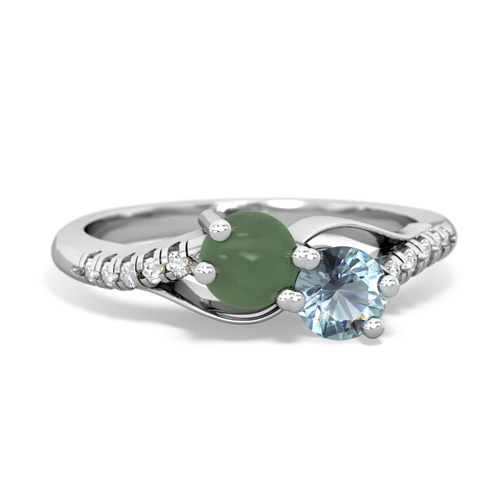 Jade Infinity Pave Two Stone 14K White Gold ring R5285