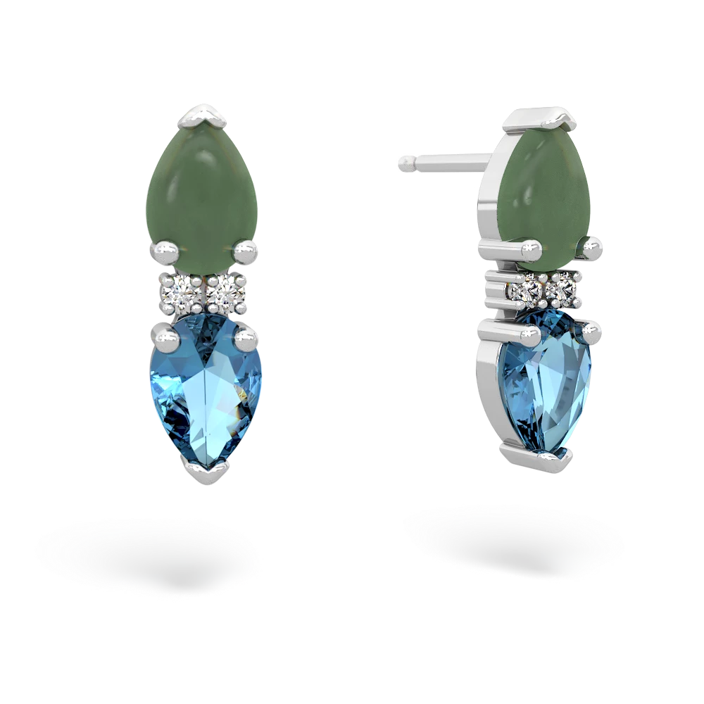 Jade Bowtie Drop 14K White Gold earrings E0865