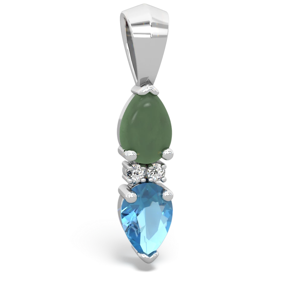 Jade Bowtie Drop 14K White Gold pendant P0865