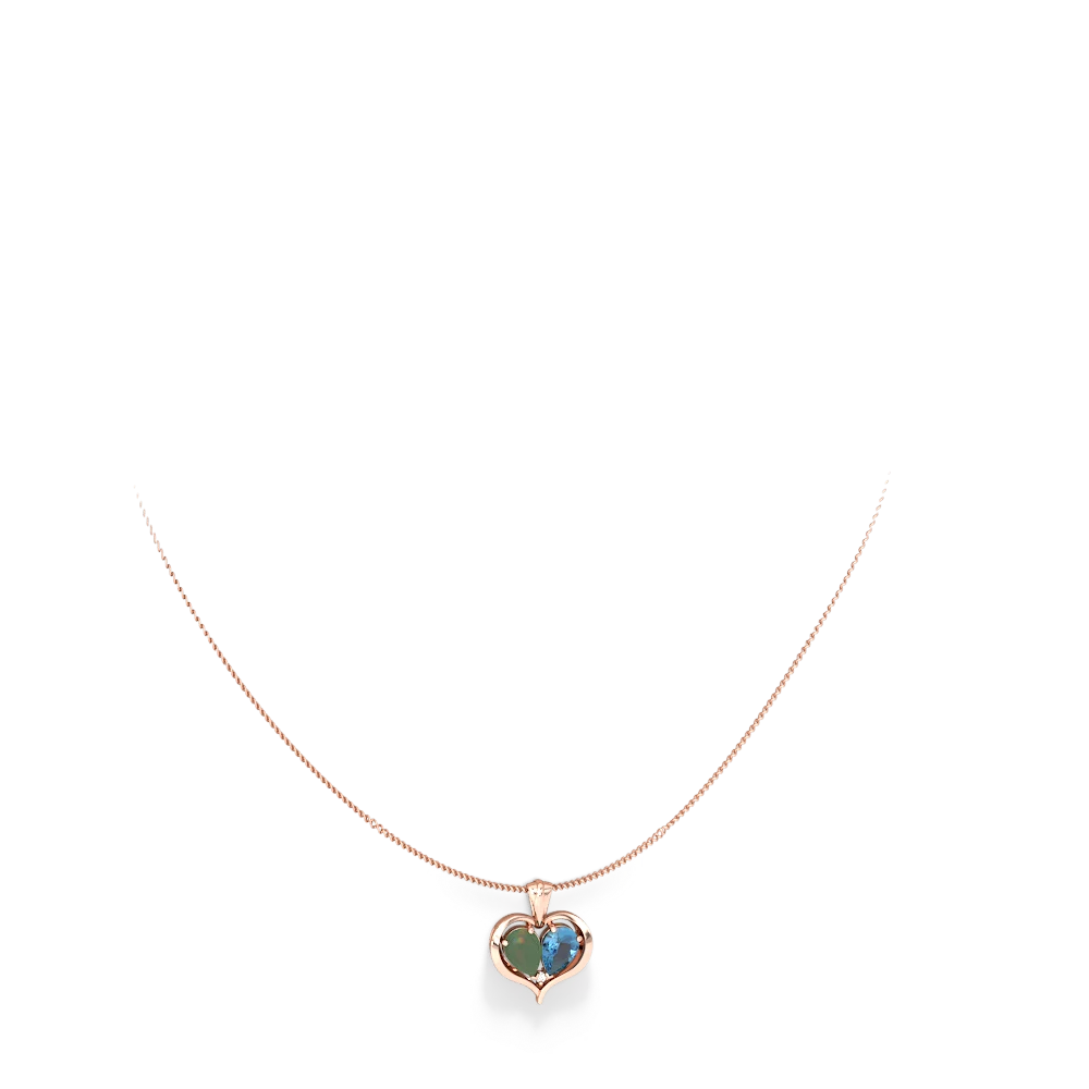 Jade Two Become One 14K Rose Gold pendant P5330